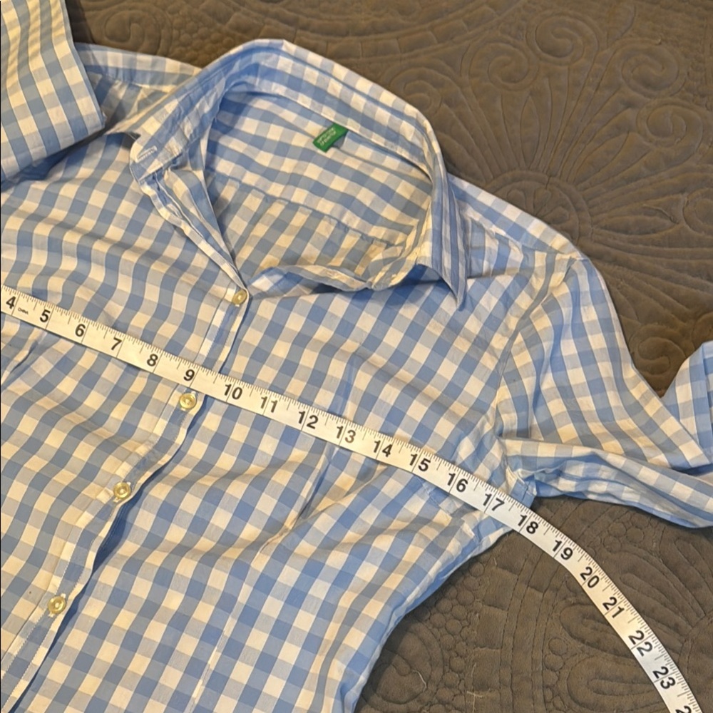 United Colors of Benetton Blue Checkered Button Down Shirt - Picture 9 of 10